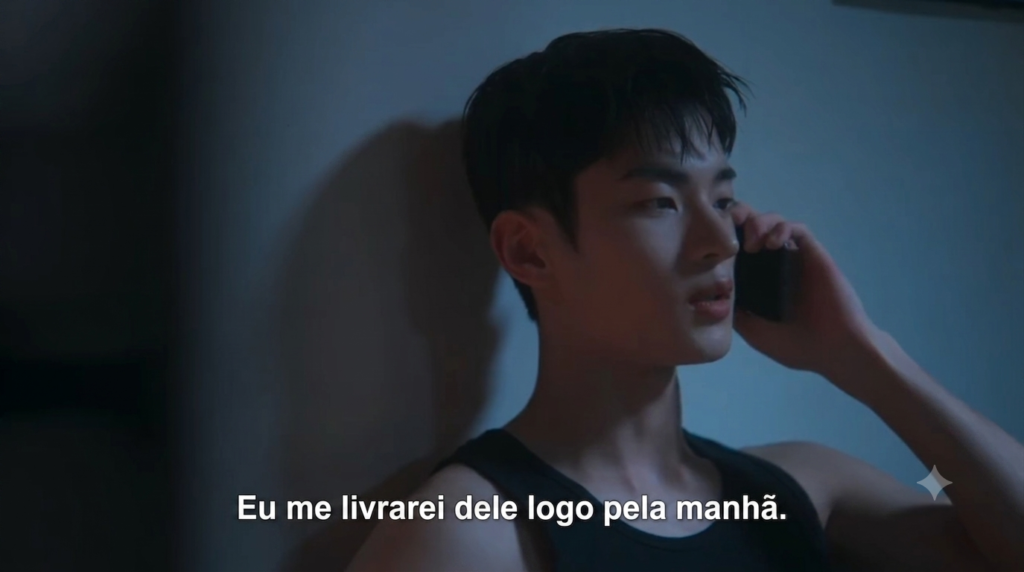 Seo Yi Do ao telefone dizendo que vai se livrar dele pela manhã
